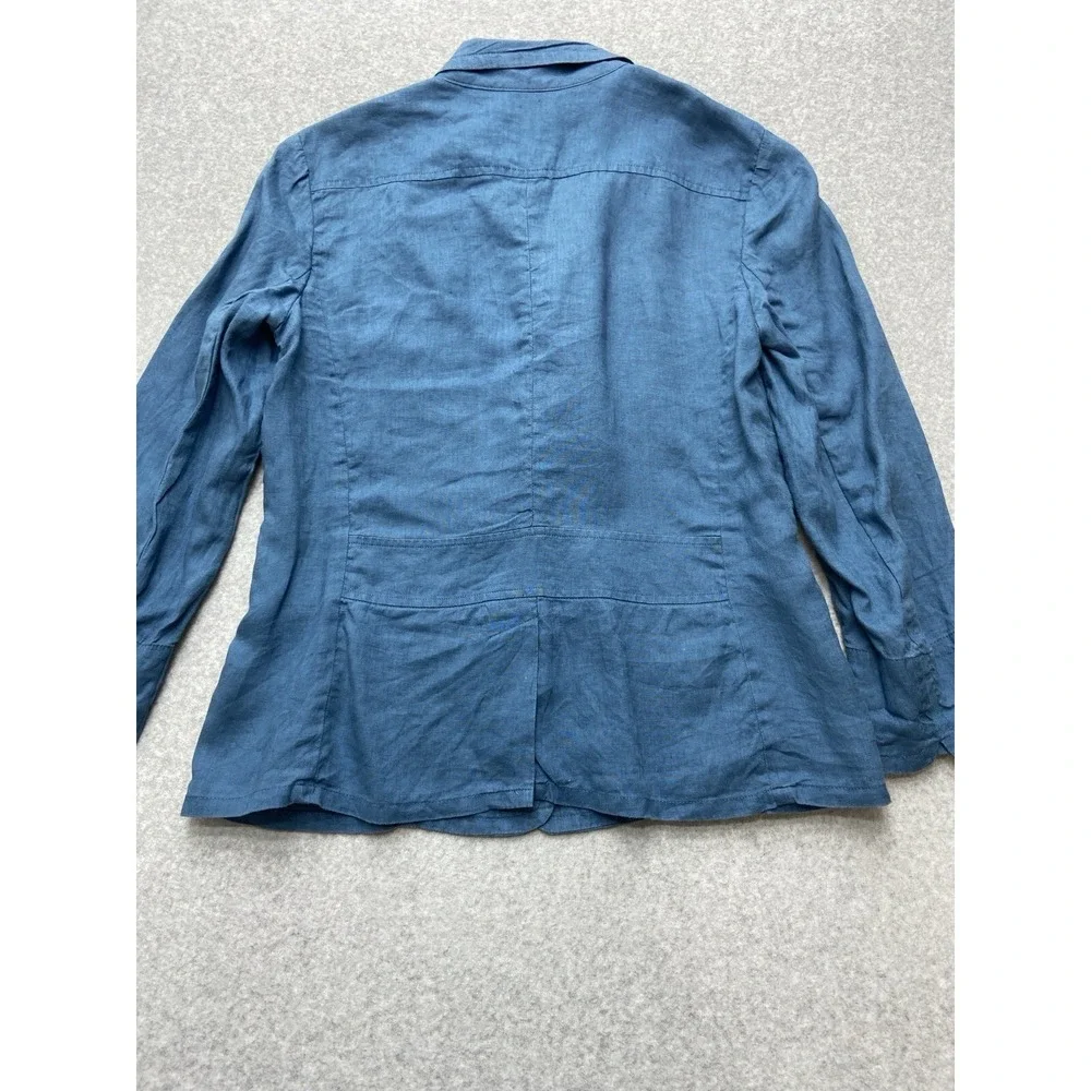 Lauren Ralph Lauren Blazer Womens 6P Blue 100%‎ Linen Utility Safari Jacket